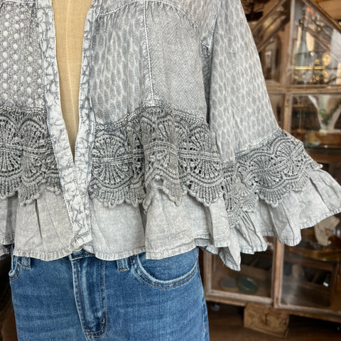 Ashley Lace Shrug - Grey