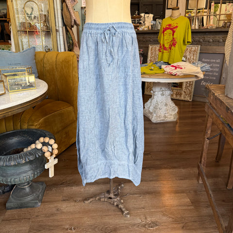 Linen Drawstring Skirt