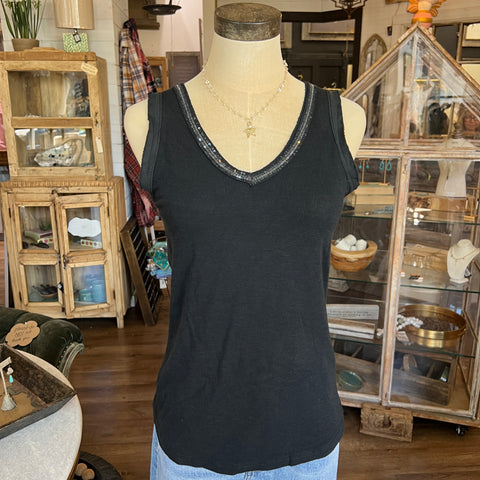 Sequin V-Neck Tank