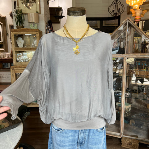 Silk Banded Top - Long Sleeve