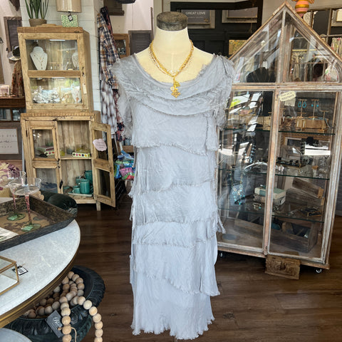 Mid-Length Silk Ruffle Dress