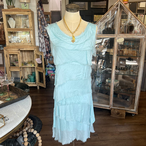 Mid-Length Silk Ruffle Dress