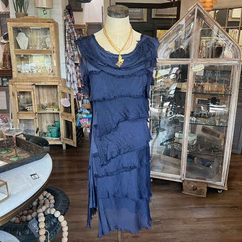 Mid-Length Silk Ruffle Dress