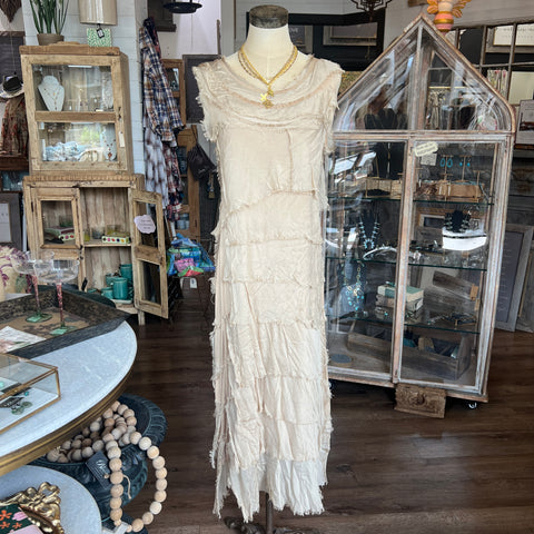 Long Silk Ruffle Dress
