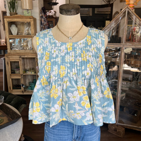 Toby Floral Top - Sky