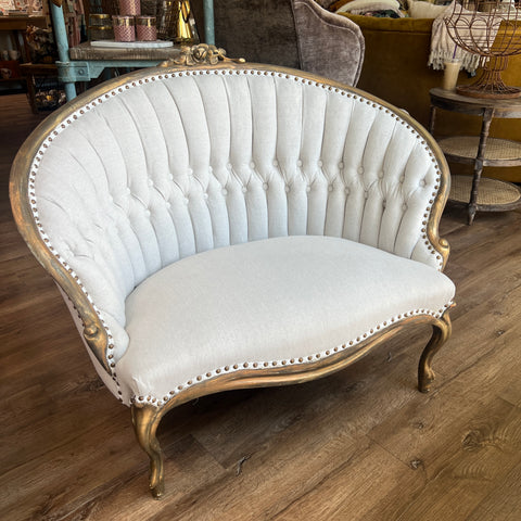 Natural Canvas Settee - Vintage