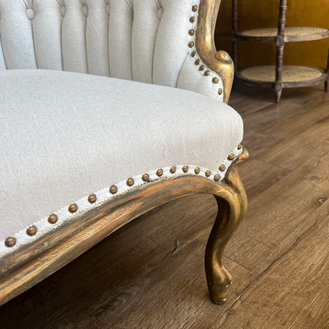 Natural Canvas Settee - Vintage