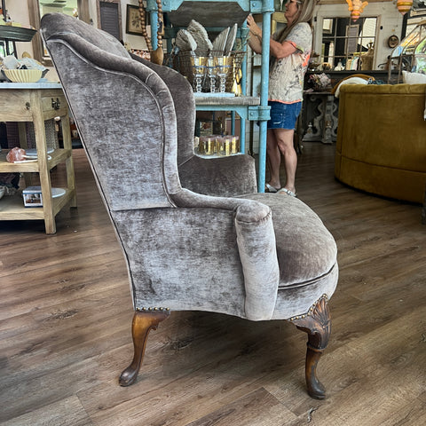 Chocolate Velvet Chair - Vintage