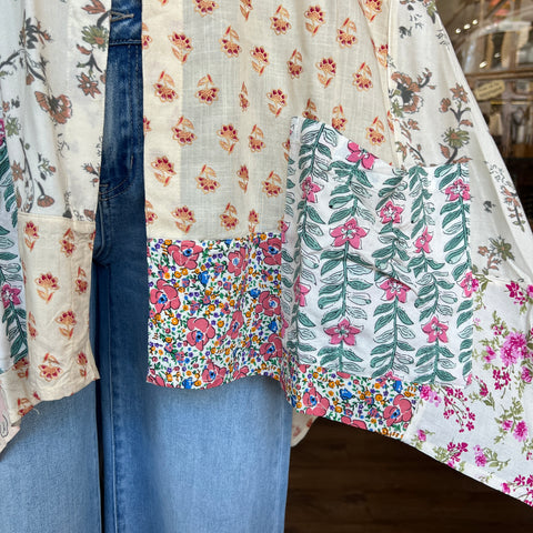 Irid Patchwork Kimono - Ivory