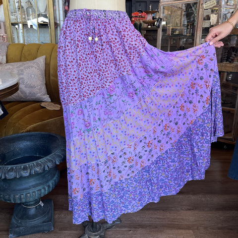 Joree Patchwork Skirt - Purple