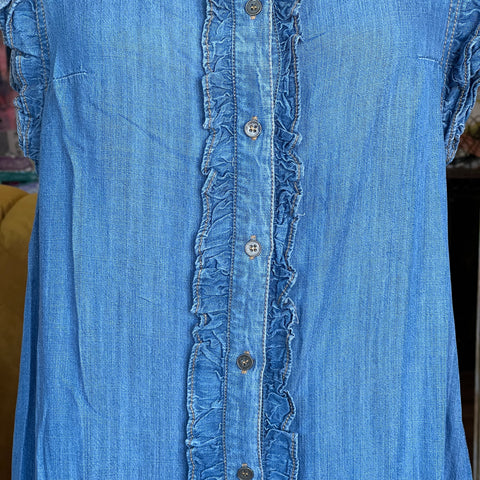 Ruffle Neck Denim Dress