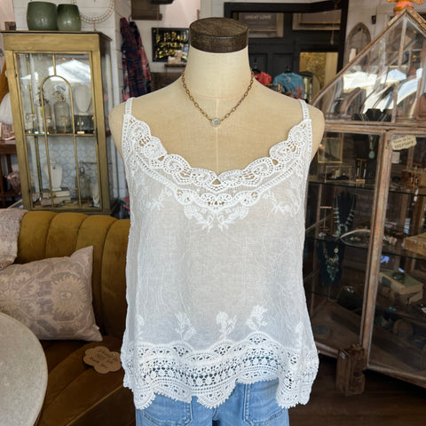 Sofina Lace Tank - White