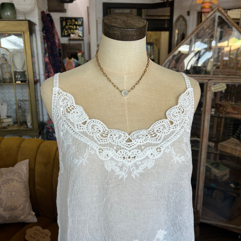 Sofina Lace Tank - White