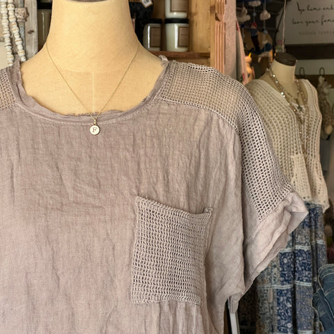 Linen Top with Mesh