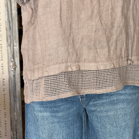 Linen Top with Mesh