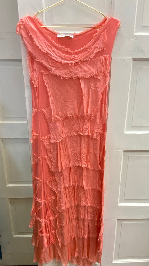 Long Silk Ruffle Dress
