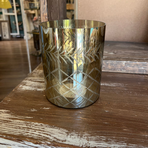 Etched Hurricane Vase