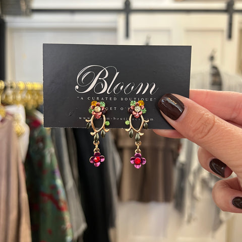 Pink/Gold Floral Earrings