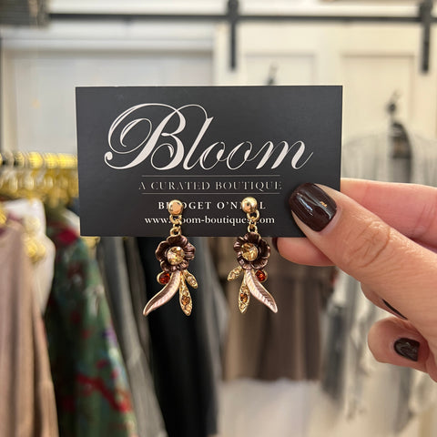 Brown/Gold Floral Earrings