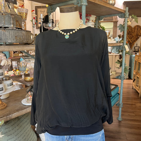 Silk Banded Top - Long Sleeve