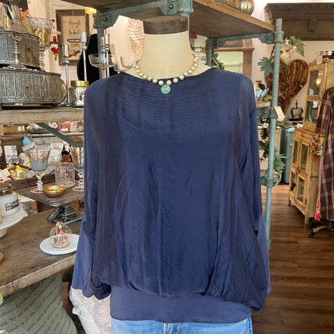 Silk Banded Top - Long Sleeve