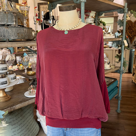 Silk Banded Top - Long Sleeve