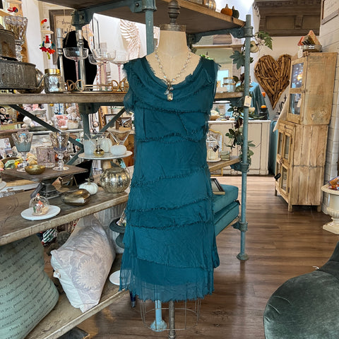 Mid-Length Silk Ruffle Dress