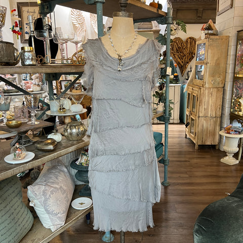 Mid-Length Silk Ruffle Dress