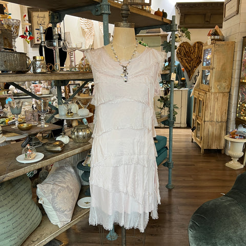 Mid-Length Silk Ruffle Dress