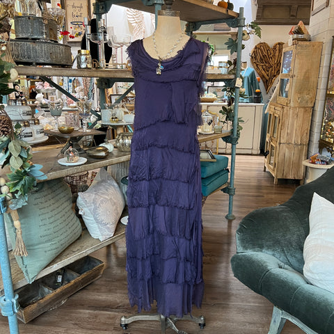 Long Silk Ruffle Dress