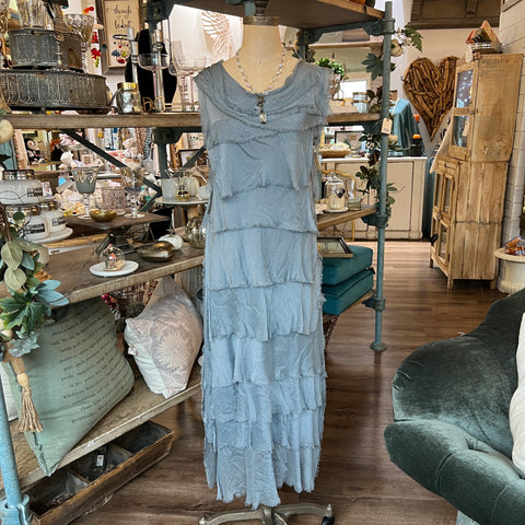 Long Silk Ruffle Dress