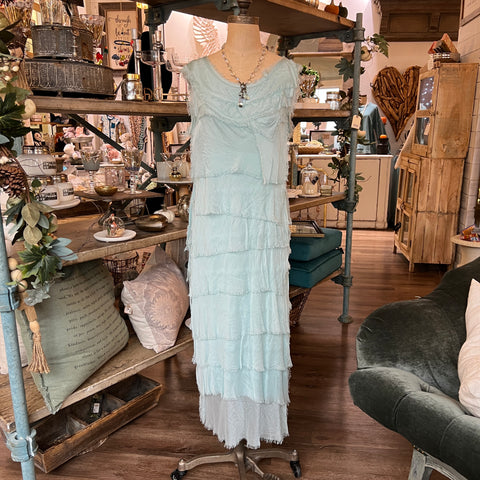 Long Silk Ruffle Dress