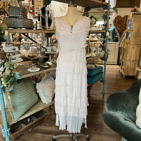 Long Silk Ruffle Dress