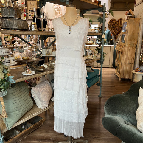 Long Silk Ruffle Dress