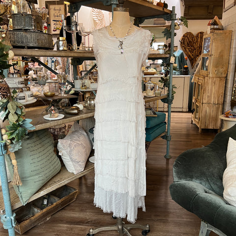 Long Silk Ruffle Dress