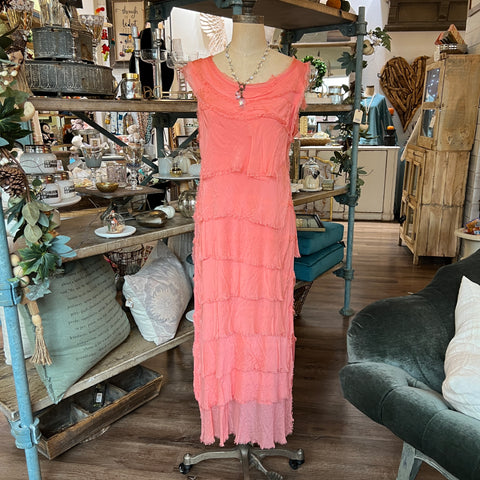 Long Silk Ruffle Dress