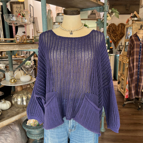 Crochet Knit Top - Violet