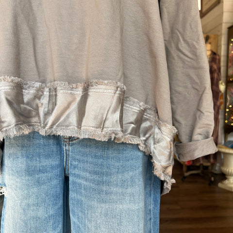 Frayed Cotton Top - Taupe