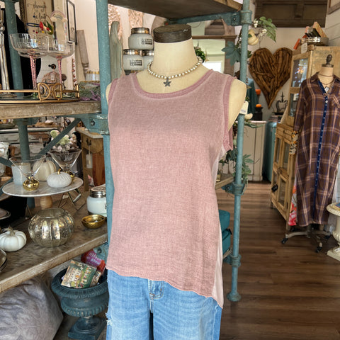 Linen Combo Top - Rosa