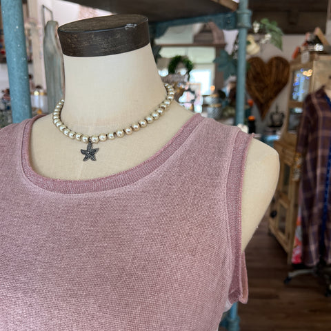 Linen Combo Top - Rosa