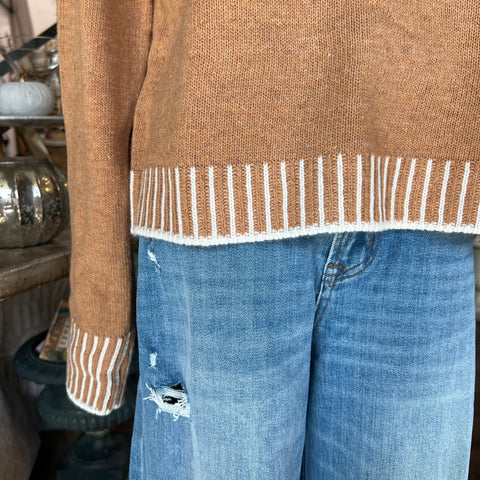 Piano Neck Sweater - Camel