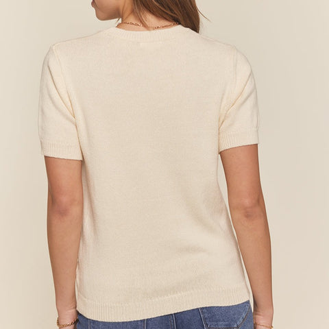 Cotton Short Sleeve Sweater - Ivory