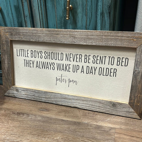 "Little Boys Should Never" Canvas Sign