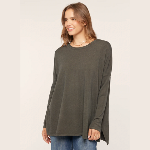 Drop Shoulder Sweater - Charcoal