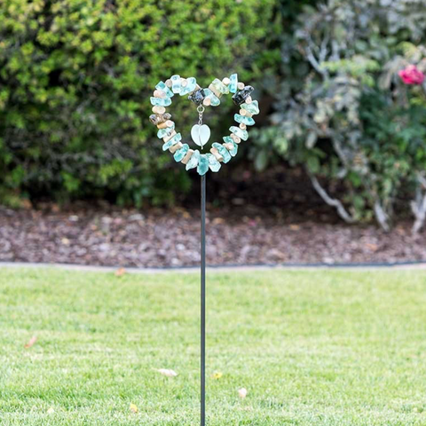 Glass Heart Garden Stake