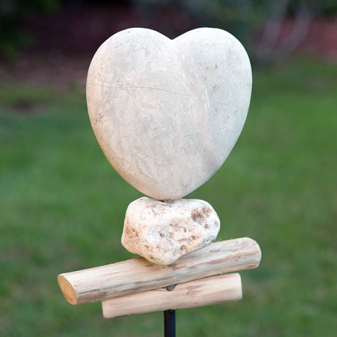 Stone Heart Garden Stake - 48"
