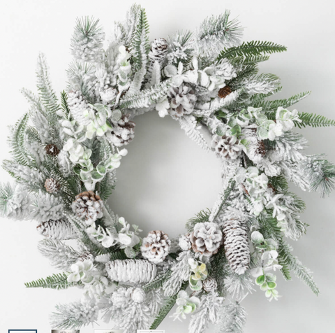24" Flocked Pine Wreath
