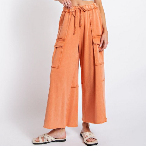 Wide Leg Utility Pant - Faded Rust