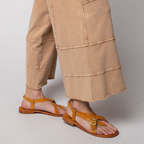 Terry Knee Knit Pant - Camel