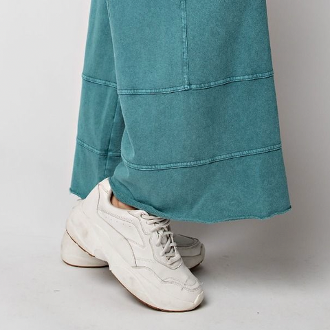 Terry Knit Pant - Teal Green